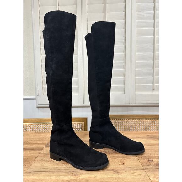 Stuart Weitzman 5050 Over The Knee Tall Boots Black Suede/Gaberdine Size 5 NWOB - Picture 2 of 16